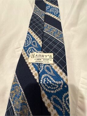 Harry's Men's Navy & Blue Paisley Stripe Tie
